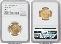Republic gold 5 Pesos 1927 MS64 NGC, Medellin (MFDFLLIN) mint, KM204, Fr-115. 

HID09801242017

© 2022 Heritage Auctions | All Rights Reserved