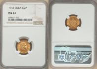Republic gold 2 Pesos 1916 MS63 NGC, Philadelphia mint, KM17, Fr-6. Two year type. 

HID09801242017

© 2022 Heritage Auctions | All Rights Reserved