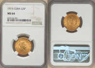 Republic gold 5 Pesos 1915 MS64 NGC, Philadelphia mint, KM19, Fr-4. Two year type. 

HID09801242017

© 2022 Heritage Auctions | All Rights Reserved