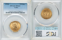 Republic gold 5 Pesos 1916 MS64 PCGS, Philadelphia mint, KM19, Fr-4. Two year type. 

HID09801242017

© 2022 Heritage Auctions | All Rights Reserved