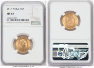 Republic gold 5 Pesos 1916 MS62 NGC, Philadelphia mint, KM19, Fr-4. Two year type. 

HID09801242017

© 2022 Heritage Auctions | All Rights Reserved