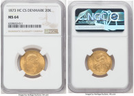 Christian IX gold 20 Kroner 1873 (h)-CS MS64 NGC, Copenhagen mint, KM791.1. Fr-295. A satin infused flan with underlying mint bloom. 

HID09801242017
...