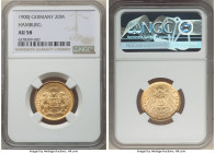 Hamburg. Free City gold 20 Mark 1900-J AU58 NGC, Hamburg mint, KM618, J-212. 

HID09801242017

© 2022 Heritage Auctions | All Rights Reserved