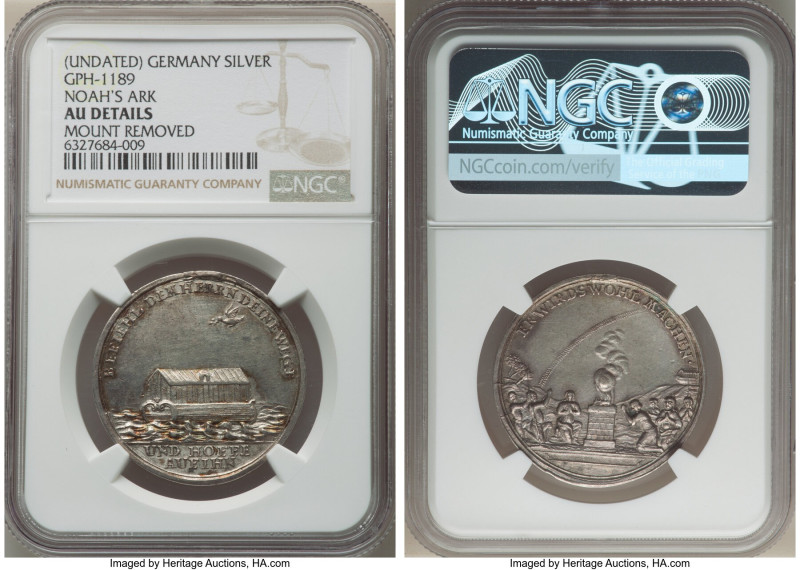 Silesia. "Noah's Ark" silver Medal ND (c. 1737) AU Details (Mount Removed) NGC, ...