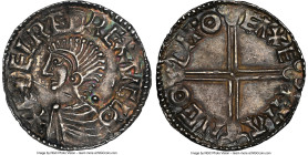 Kings of All England. Aethelred II (978-1016) Penny ND (c. 997-1003) UNC Details (Peck Marked) NGC, Exeter mint, Mangod as moneyer, Long Cross type, S...