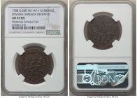 Elizabeth I bronze "Spanish Armada Defeated" Medal 1588 AU55 Brown NGC, MI-147-116. Sold with York Coins auction tag. From the Historical Scholar Coll...