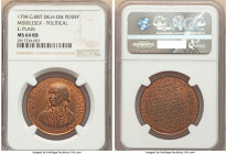 Middlesex. Political Penny Token 1794 MS64 Red and Brown NGC, D&H-204. Plain edge. 

HID09801242017

© 2022 Heritage Auctions | All Rights Reserved