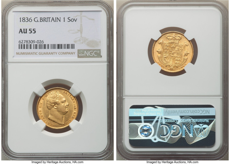 William IV gold Sovereign 1836 AU55 NGC, KM717, S-3829. 

HID09801242017

© 2022...