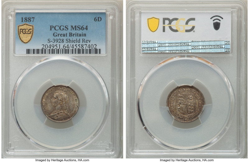 Victoria 6 Pence 1887 MS64 PCGS, KM759, S-3928. Shield reverse. 

HID09801242017...