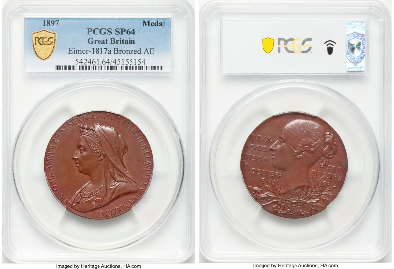 Victoria bronzed Specimen "Diamond Jubilee" Medal 1897 SP64 PCGS, Eimer-1817a, B...