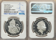 Elizabeth II silver Proof "Lion of England" 2 Pounds (1 oz) 2022 PR69 Ultra Cameo NGC, KM-Unl. Royal Tudor Beasts - The Lion of England. First Release...