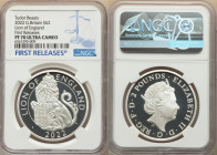 Elizabeth II silver Proof "Lion of England" 2 Pounds (1 oz) 2022 PR70 Ultra Cameo NGC, KM-Unl. Royal Tudor Beasts - The Lion of England. First Release...