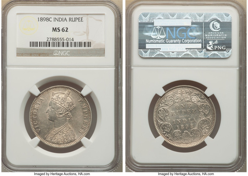 British India. Victoria Rupee 1898-C MS62 NGC, Calcutta mint, KM492. 

HID098012...