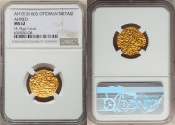 Ottoman Empire. Ahmed I (AH 1012-1026 / AD 1603-1617) gold Sultani AH 1012 (AD 1603/1604) MS62 NGC, Halab mint (in Syria), KM24, A-1347.2. 3.42gm. 

H...