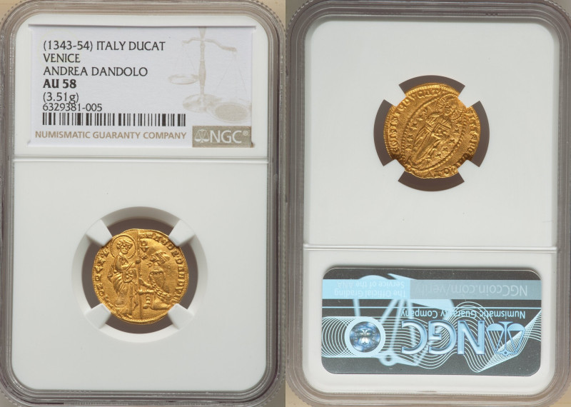 Venice. Andrea Dandola gold Ducat ND (1343-1354) AU58 NGC, Venice mint, Fr-1221,...