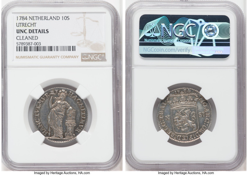 Utrecht. Provincial 10 Stuivers 1784 UNC Details (Cleaned) NGC, KM110. 

HID0980...