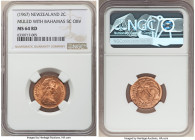 Elizabeth II Mint Error - Mule 2 Cents 1967-Dated MS64 Red NGC, Mule of New Zealand 2 Cents (Reverse) 1967-Dated KM33 with Bahamas 5 Cents (Obverse), ...