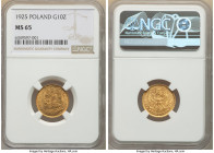 Republic gold 10 Zlotych 1925-(w) MS65 NGC, Warsaw mint, KM-Y32. One year type. 

HID09801242017

© 2022 Heritage Auctions | All Rights Reserved