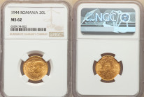 Mihai I gold "Romanian Kings" 20 Lei 1944 MS62 NGC, Bucharest mint, KM-XM13, Fr-21. 

HID09801242017

© 2022 Heritage Auctions | All Rights Reserved
