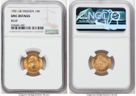 Oscar II gold 10 Kronor 1901-EB UNC Details (Bent) NGC, Stockholm mint, KM767, Fr-94b. 

HID09801242017

© 2022 Heritage Auctions | All Rights Reserve...