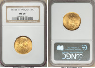 Pius XI gold "Jubilee" 100 Lire 1933-1934 MS66 NGC, Rome mint, KM19, Fr-284. A popular issue, displaying gem surfaces with velveteen lustrous fields. ...