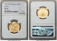 Pius XI gold "Jubilee" 100 Lire 1933-1934 MS64 NGC, Rome mint, KM19. Jubilee Issue. 

HID09801242017

© 2022 Heritage Auctions | All Rights Reserved