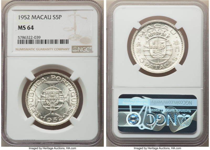 Portuguese Colony 4-Piece Lot of Certified Assorted Items NGC, 1) Macau: 5 Patac...