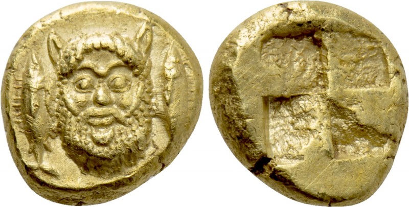 MYSIA. Kyzikos. EL Hekte (Circa 550-500 BC).

Obv: Facing head of Silenos; to ...
