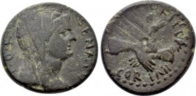CORINTHIA. Corinth. Pseudo-autonomous. Time of Galba (68-69). Ae. L. Cani Agrippa, duovir.
