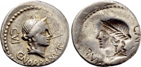 C. NORBANUS. Denarius (83 BC). Rome. Obverse brockage.
