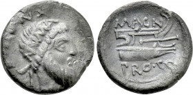 CN. POMPEIUS MAGNUS (POMPEY THE GREAT). Denarius (48 BC). Mint in Greece; Cn. Calpurnius Piso, proquaestor.