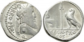 C. POMPEIUS MAGNUS (POMPEY THE GREAT). Denarius (48 BC). Uncertain mint in Greece. Terentius Varro, proquaestor.