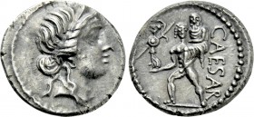 JULIUS CAESAR. Denarius (48-47 BC). Contemporary imitation of military mint traveling with Caesar in North Africa.