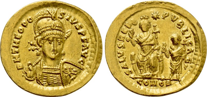 THEODOSIUS II (402-450). GOLD Solidus. Constantinople. Consular issue. 

Obv: ...