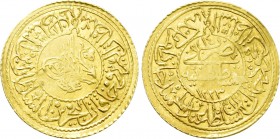 OTTOMAN EMPIRE. Mahmud II (AH 1223-1255 / 1808-1839 AD). GOLD Tek Altın. Qustantiniya (Constantinople). Dated AH 1223//14 (1821/2 AD).