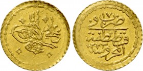 OTTOMAN EMPIRE. Mahmud II (AH 1223-1255 / 1808-1839 AD). GOLD Çeyrek. Qustantiniya (Constantinople). Dated AH 1223//17 (1824 AD).