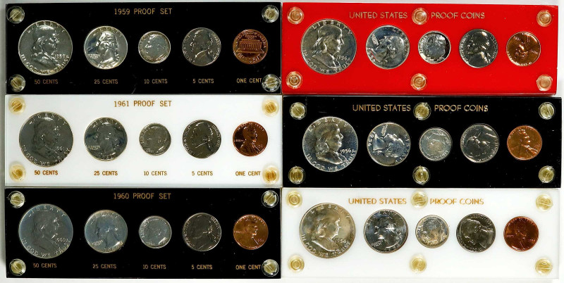 Lot of (6) Proof Sets, 1954-1961. (Uncertified).

Each set is housed in an aft...