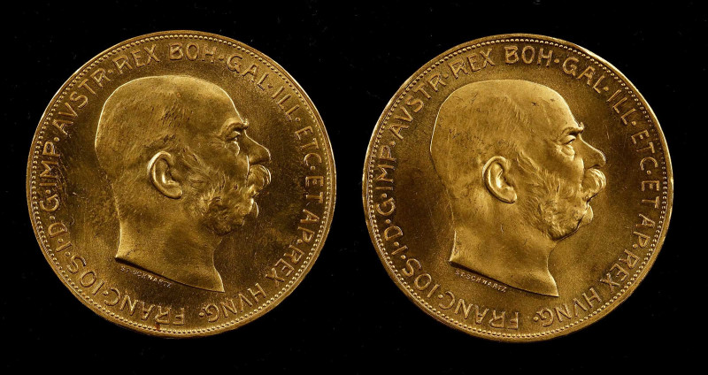 Austria. Lot of (2) 1915 100 Corona. Mint State (Uncertified).

0.900 fine, 1....