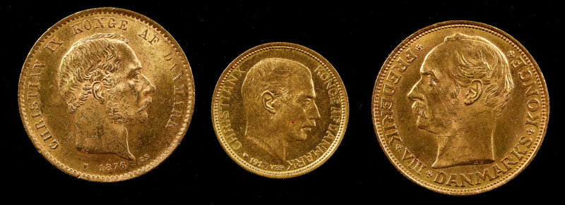Denmark. Lot of (3) Gold Coins. (Uncertified).

0.900 fine, 0.648 troy ounces ...