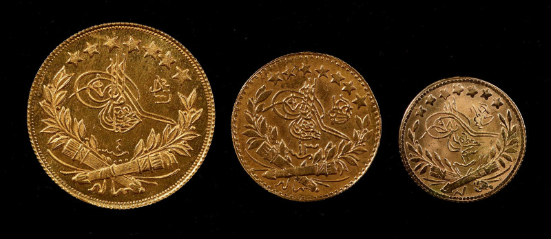 Ottoman Empire. Lot of (3) Gold Coins. About Uncirculated (Uncertified).

0.37...