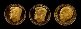 Lot of (3) World Gold Tokens. Mint State (Uncertified).

0.900 fine, 9.09 grams AGW. Included are: (2) John F. Kennedy; and Winston Churchill.

Fr...
