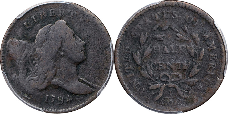 1794 Liberty Cap Half Cent. C-4a. Normal Head. Small Edge Letters. VG Details--E...