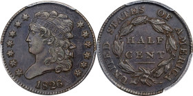 1826 Classic Head Half Cent. EF-45 (PCGS).

PCGS# 1144. NGC ID: 222U.

Estimate: $ 140