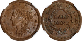 1851 Braided Hair Half Cent. C-1. AU-58 BN (NGC).

PCGS# 35324.

Estimate: $ 140