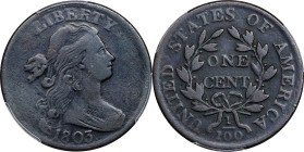 1803 Draped Bust Cent. Small Date, Large Fraction. Fine-12 (PCGS).

PCGS# 1485.

Estimate: $ 170