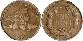 1857 Flying Eagle Cent. Type of 1857. VF-35 (PCGS). CAC.

PCGS# 2016. NGC ID: 2276.

Ex Joseph J. Haney Collection.

Estimate: $ 85