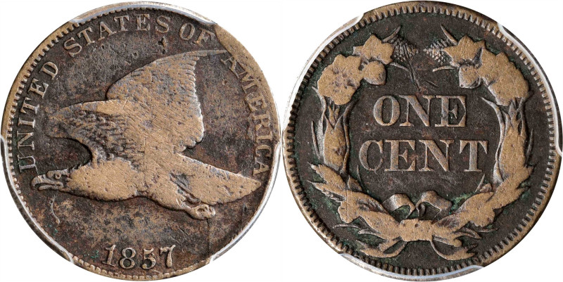 1857 Flying Eagle Cent. Type of 1857. Snow-7, FS-403. Obverse Die Clash with Lib...