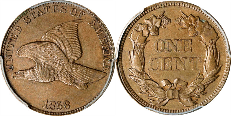 1858 Flying Eagle Cent. Large Letters, High Leaves (Style of 1857), Type I. AU D...