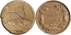 1858 Flying Eagle Cent. FS-901. Large Letters, Low Leaves (Style of 1858), Type III. EF-45 (PCGS). CAC.

PCGS# 569232.

Ex Joseph J. Haney Collect...