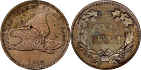 1858 Flying Eagle Cent. Small Letters. AU-58 Details--Corroded (ANACS).

PCGS# 2020. NGC ID: 2279.

Estimate: $ 150